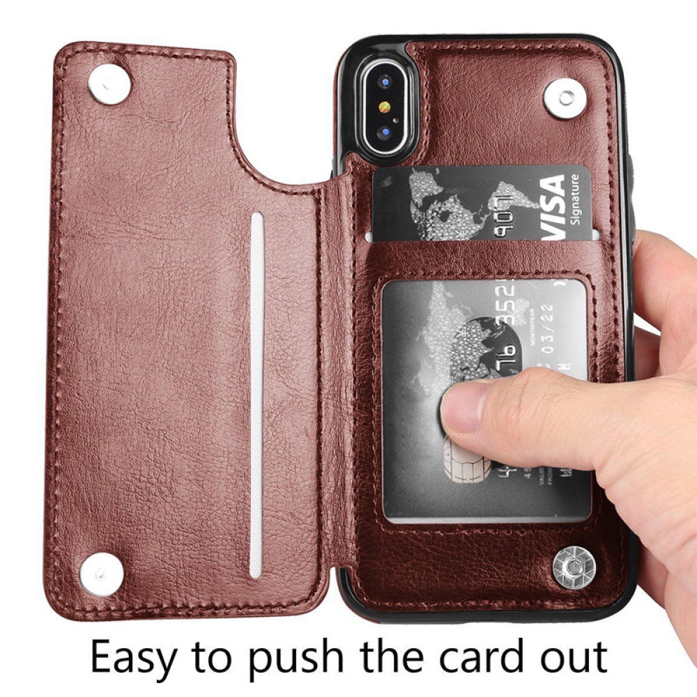 Multifunction Magnetic Leather Wallet Case Card Slot Shockproof Full Protection Cover for iPhone X 7/8 Plus black - Image 2