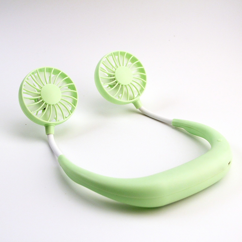Mini Sport Fans Hanging Neck Air Cooler Fan Speed Adjustable Climbing Green