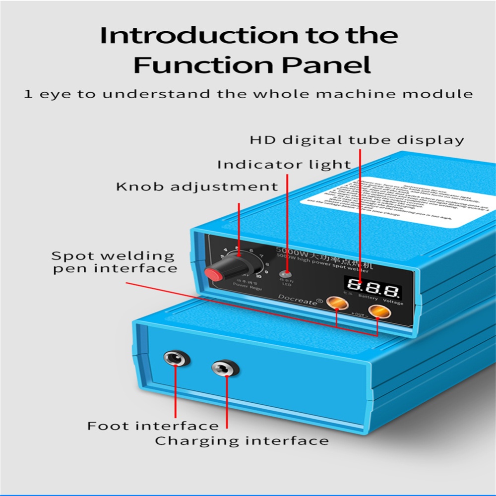 High Power 5000w Spot Welding Handheld Portable 0-800a Current Adjustable Welders for 18650 Battery Blue EU Plug - Image 2