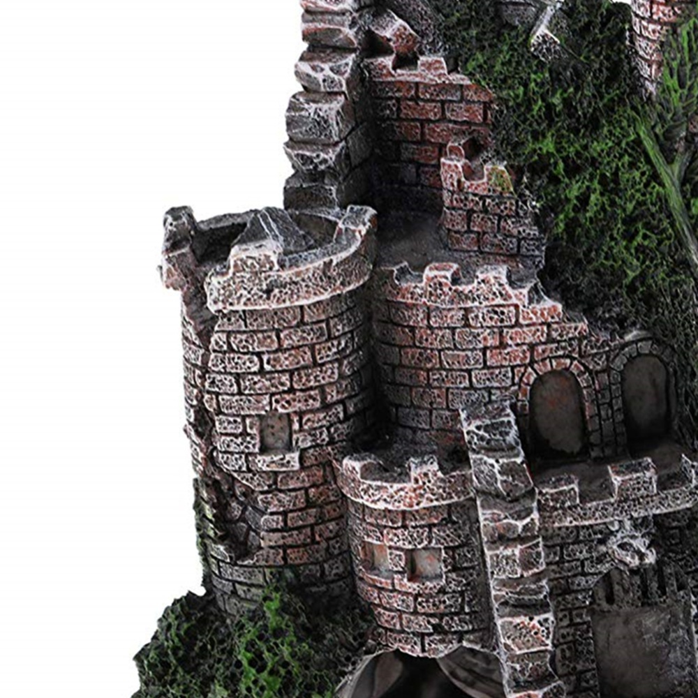 Resin Artificial Ancient Castle Decoration Aquarium Rock Cave Building Landscaping Ornament As shown - Image 3