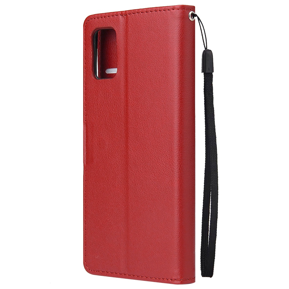 For Samsung A51 Phone Case PU Leather Shell All-round Protection Precise Cutout Wallet Design Cellphone Cover Red - Image 2