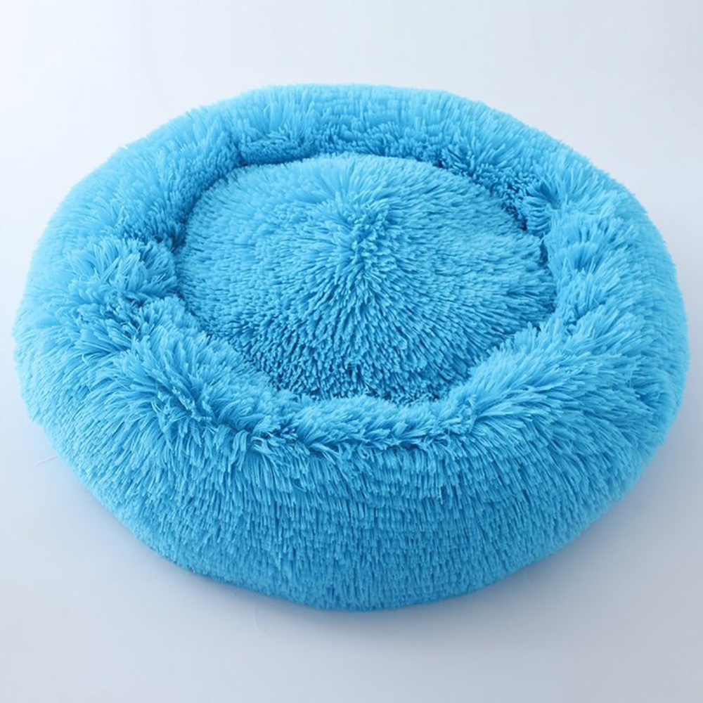 Cute Round Macarons Shape Long Plush Pet Nest for Cat Dog Sleeping blue_large