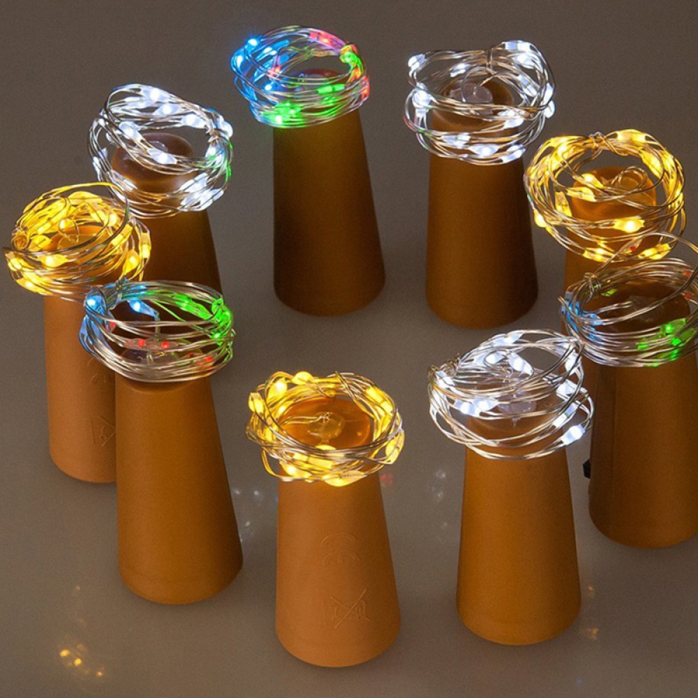 2M 20LEDs Waterproof Bottle Stopper String Light Silver Wire Not Including Battery Warm White - Image 3