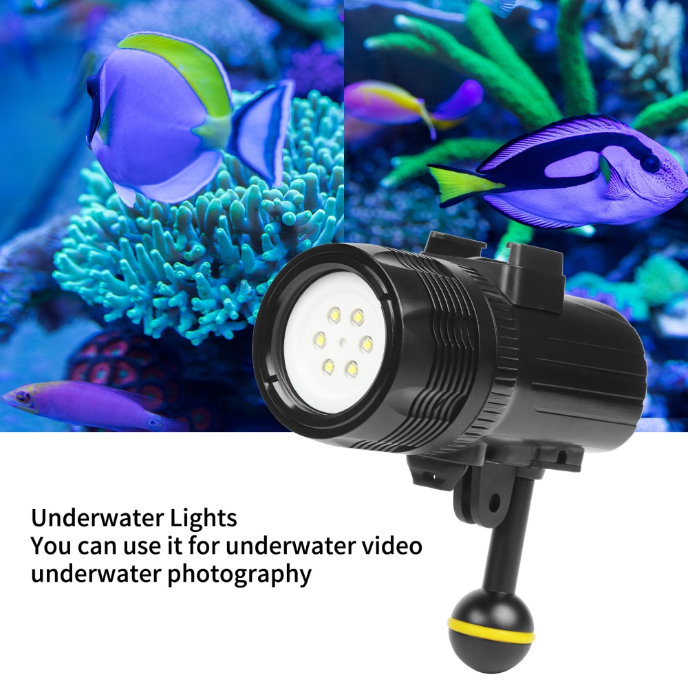 SHOOT 1000LM Waterproof Underwater Diving Flashlight Outdoor LED Video Light for HERO7/6/5 black