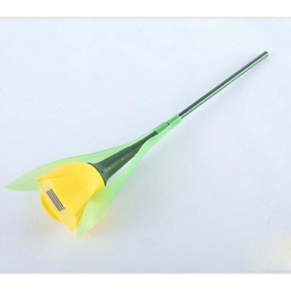 HuntGold 1X Tulip Flower Shape Solar Powered LED Lamp Outdoor Yard Garden Lawn Path Lighting(yellow)