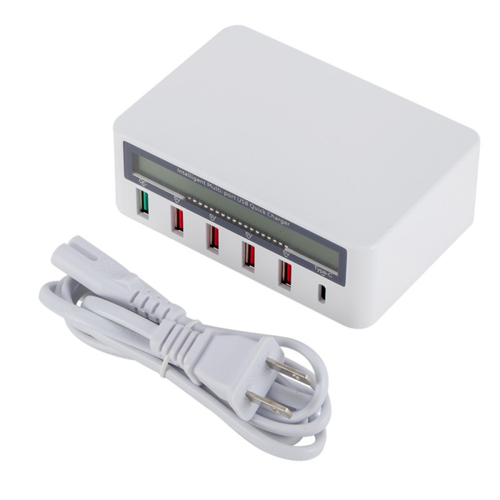 5 Port USB QC 3.0 Quick Charger LCD Voltage Current Display for iPhone iPad Samsung white_AU plug - Image 2