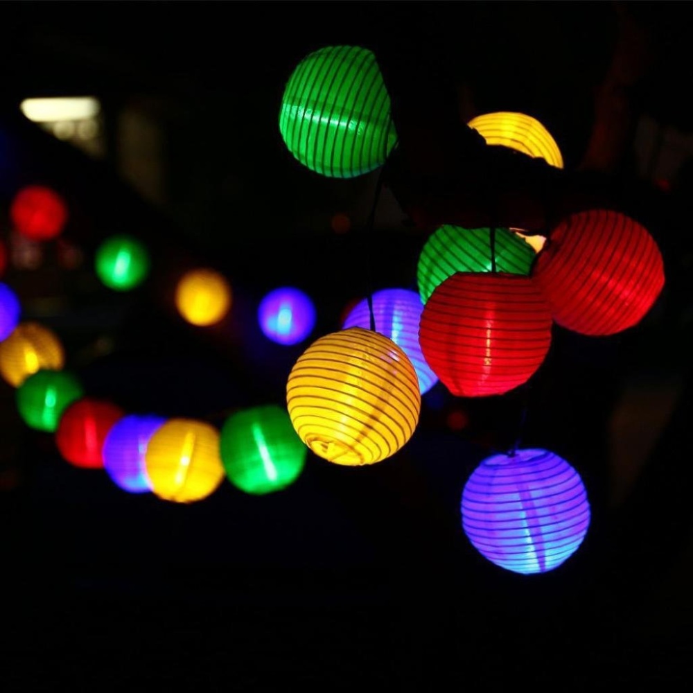 10LEDs/20LEDs/30LEDs Solar Lantern Shape String Light for Landscape Yard Outdoor Decor 10 Lights - Color Lanterns - Image 3