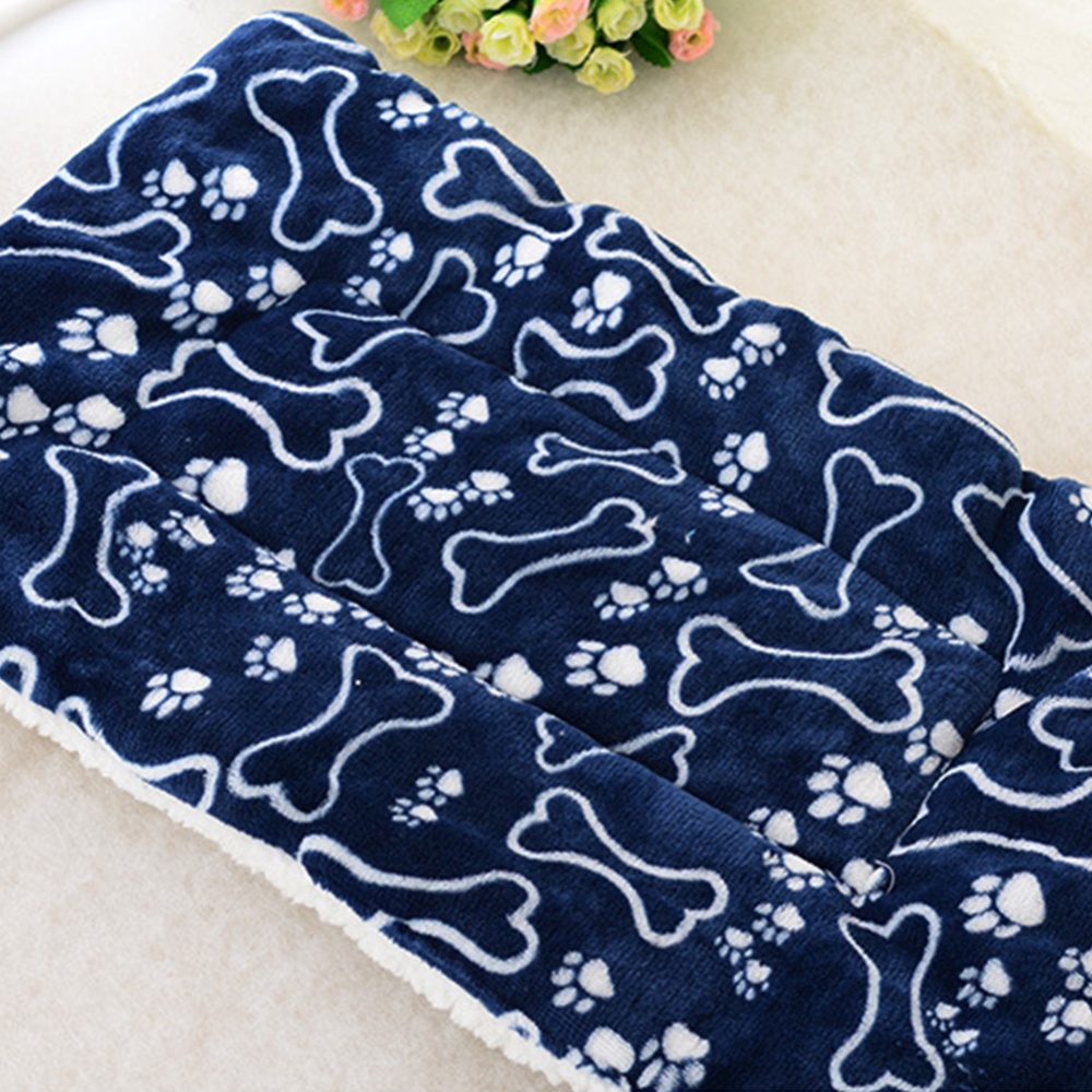 Thicker Washable Blue Bone Pattern Dog Mat Warm Pet Blanket Cushion Resting Seat bone_L