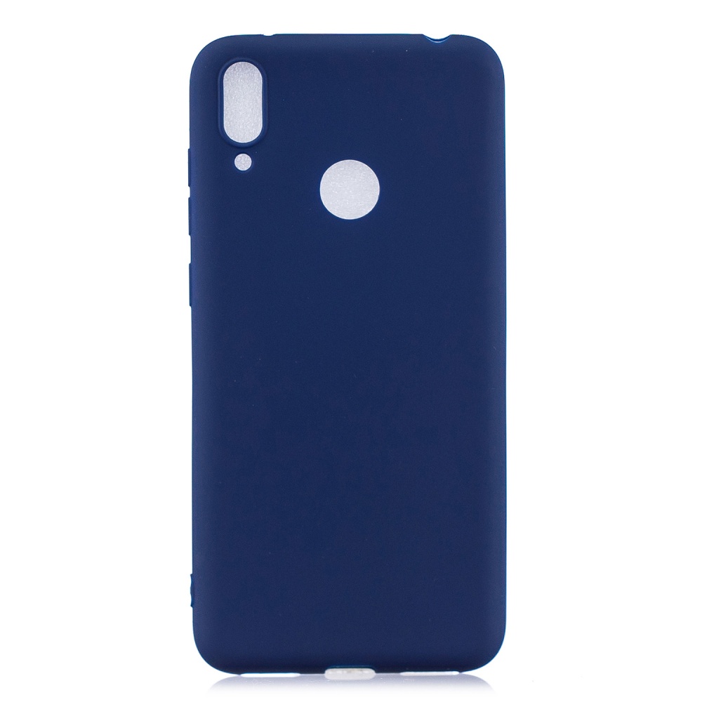 For HUAWEI Y7 2019 Lovely Candy Color Matte TPU Anti-scratch Non-slip Protective Cover Back Case Navy - Image 2