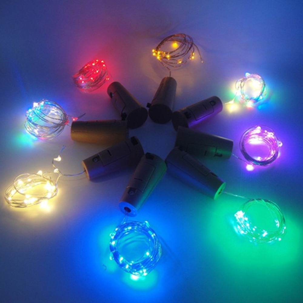 2M 20LEDs Waterproof Bottle Stopper String Light Silver Wire Not Including Battery RGB - Image 2