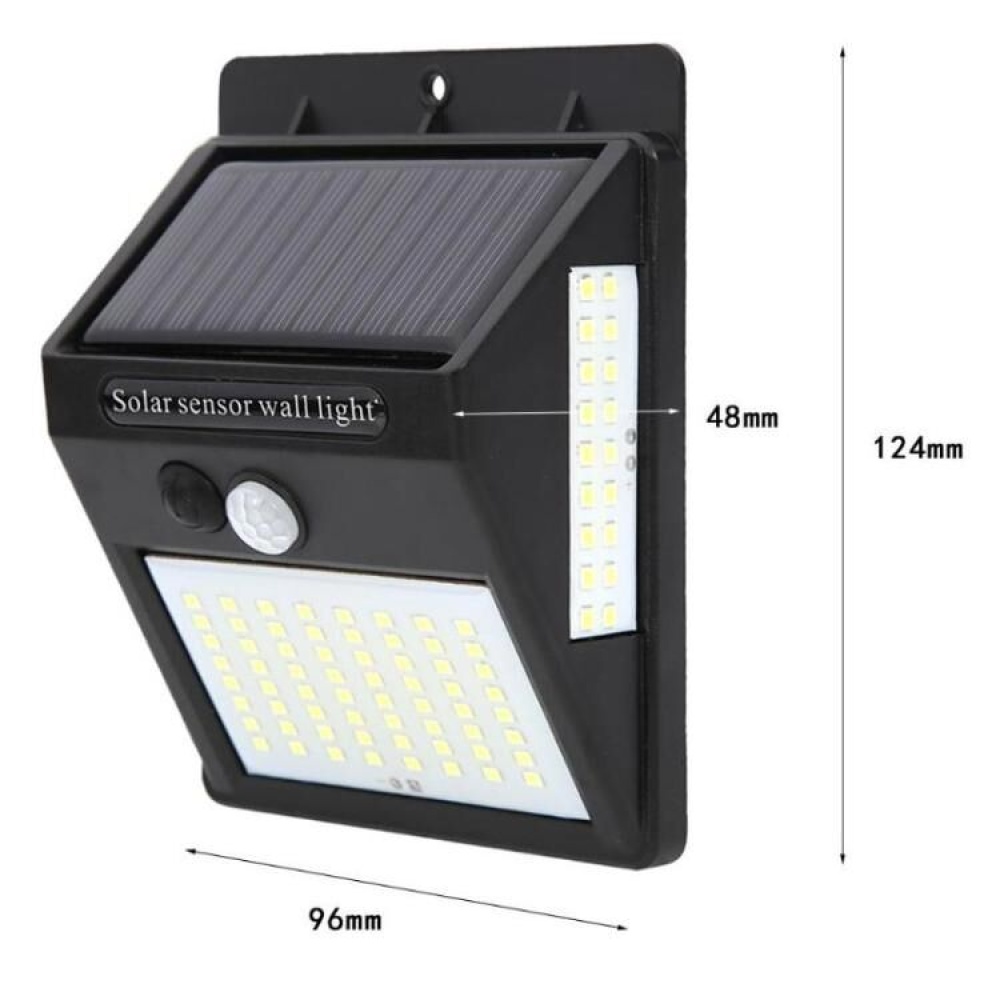 100LEDs 3 Sides Luminous Solar Powered Light Control IP65 Waterproof Motion Sensor Wall 64+18+18led - Image 2