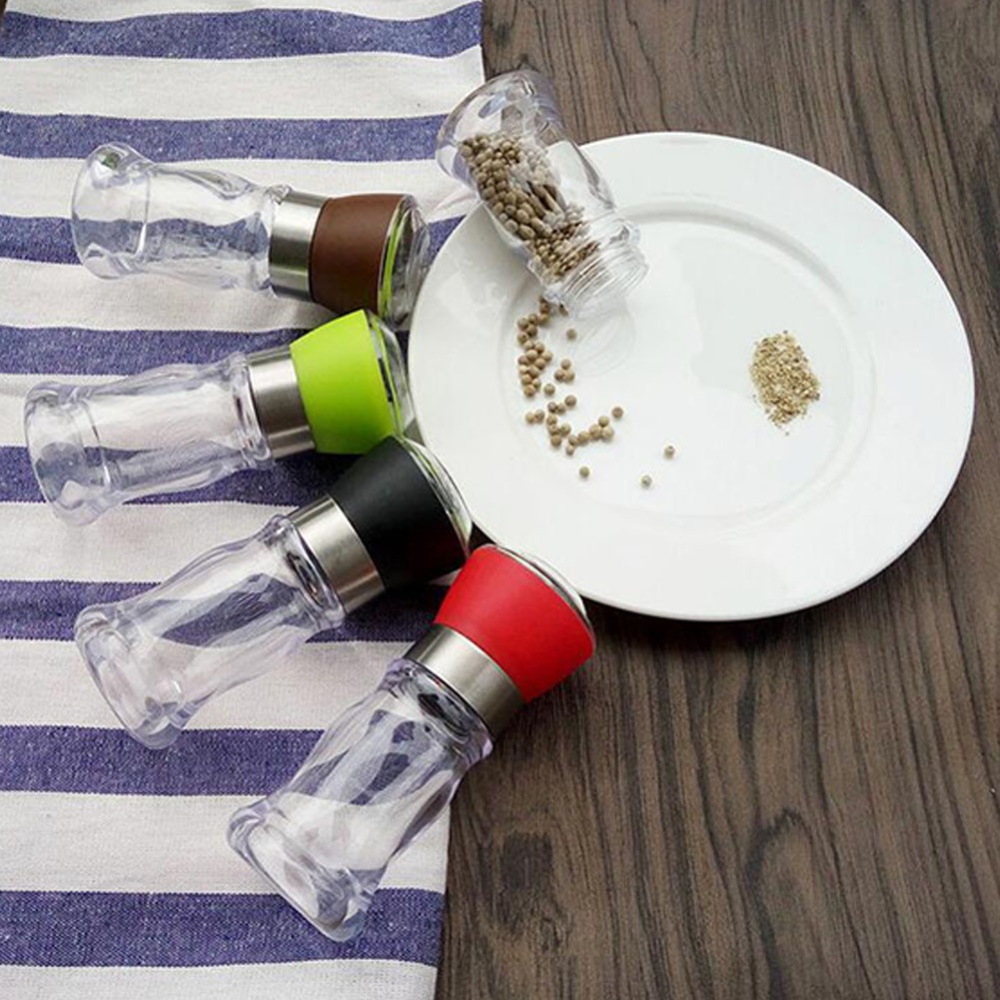 Kitchen Grinding Bottles Tools Salt Pepper Mill Grinder Seasoning Condiment Jar Holder black