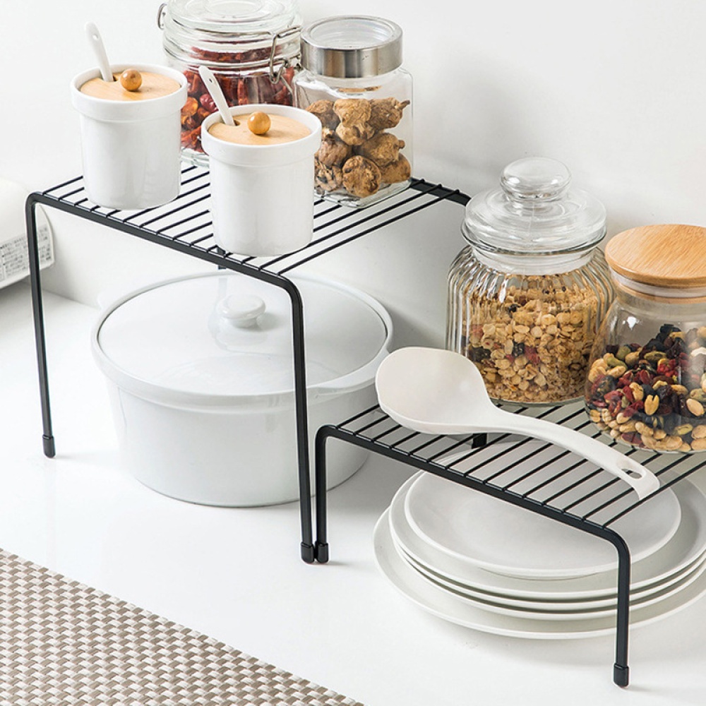 Wrought Iron Storage Rack Kitchen Stackable Seasoning Bowl Finishing Organizer Black S - Image 2