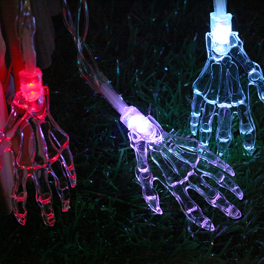 1.2M 10 LEDs Ghost Hand Shape String Lamp Halloween Skeleton Night Light Terror for Party Home Supplies Warm White - Image 3