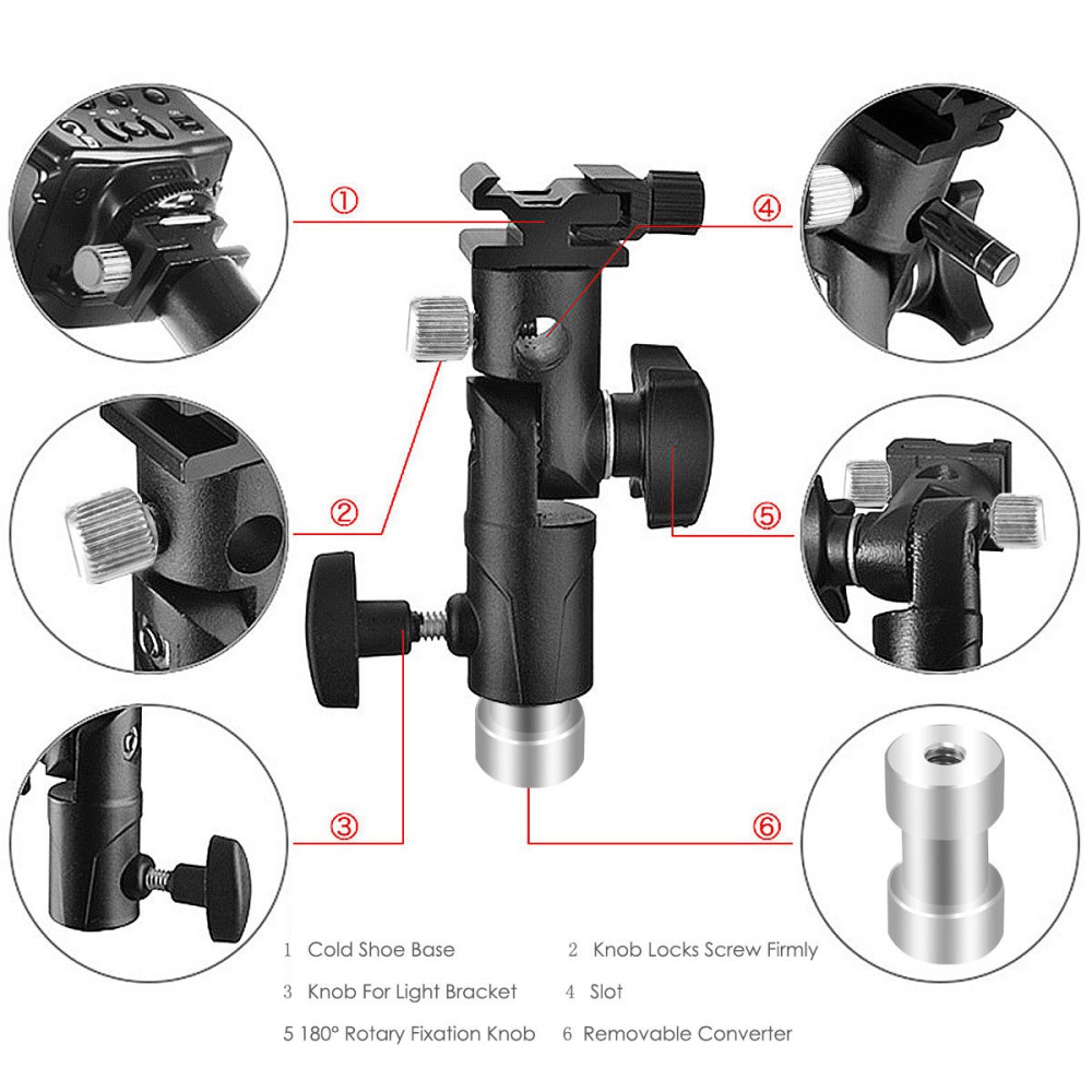 Hot Shoe Umbrella Holder Mount E Type Flash Light Stand Bracket for DSLR Camera black - Image 2