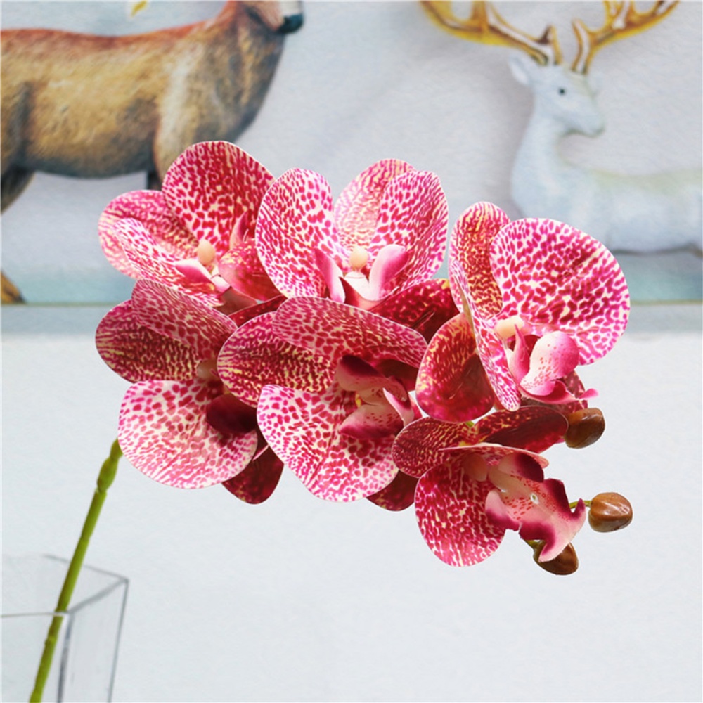6Heads 3D Print Artificial Phalaenopsis Flower for Home Wedding Tabletop Decor Deep purple spot