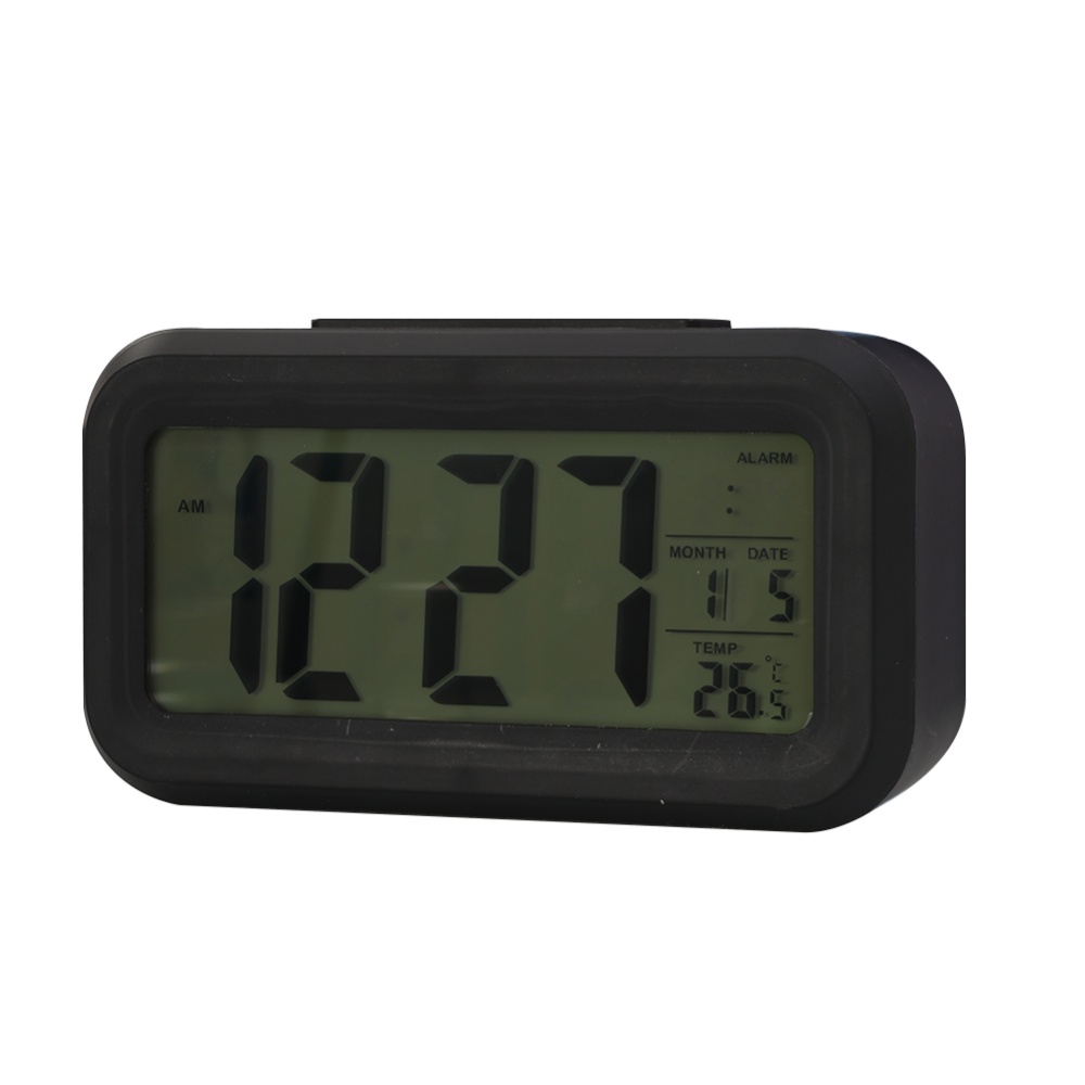 Mute Digital Electronic Alarm Clock with Temperature Snooze Function(Excluding Batteries) Black white light - Image 2