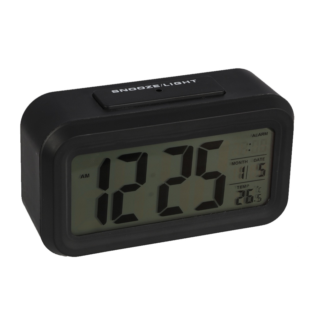 Mute Digital Electronic Alarm Clock with Temperature Snooze Function(Excluding Batteries) Black white light - Image 3