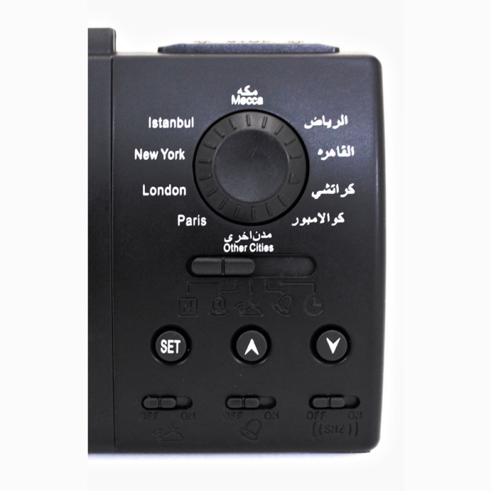 Muslim Alarm Clock LED Display Rectangle Arab Desktop Azan black - Image 3