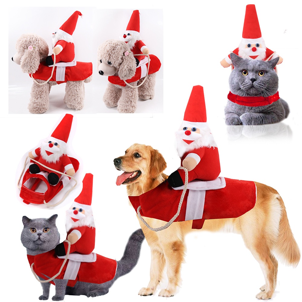 Pet Dog Christmas Coat Cat Clothing Santa Claus Transformed Jacket Cosplay Outfit for Medium Large Dogs Red_L (chest 50-70cm) - Image 2