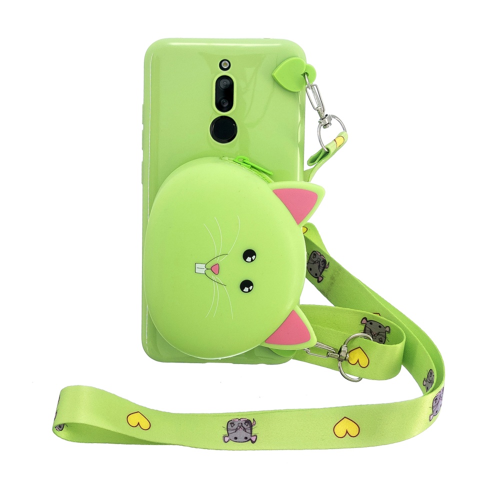 For Redmi 8/Redmi 8A Case Mobile Phone Shell Shockproof Cellphone TPU Cover with Cartoon Cat Pig Panda Coin Purse Lovely Shoulder Starp Gree - Image 2