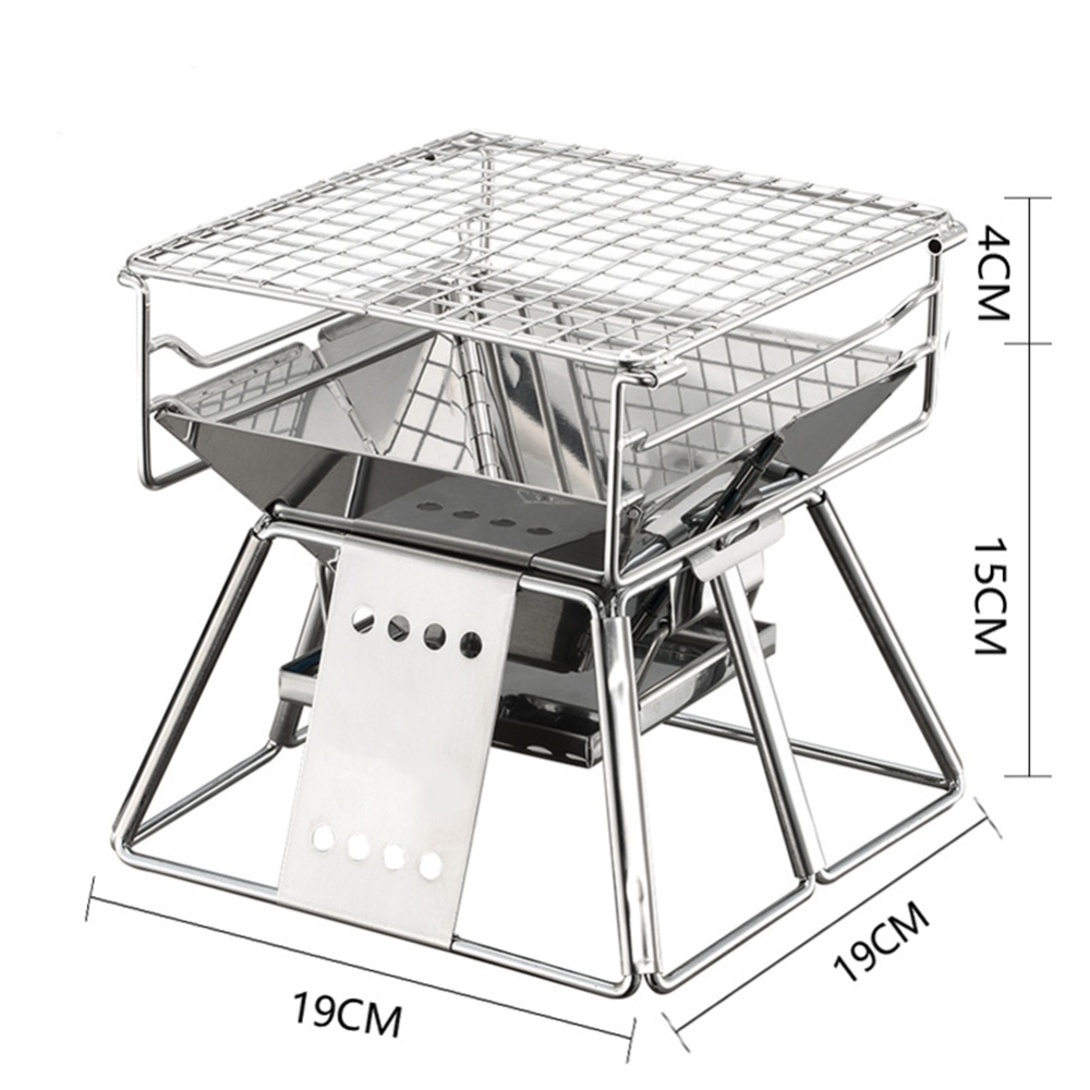 Exquisite Portable Stainless Steel BBQ Oven Set Grill for Outdoor Small Barbecue 19*19cm