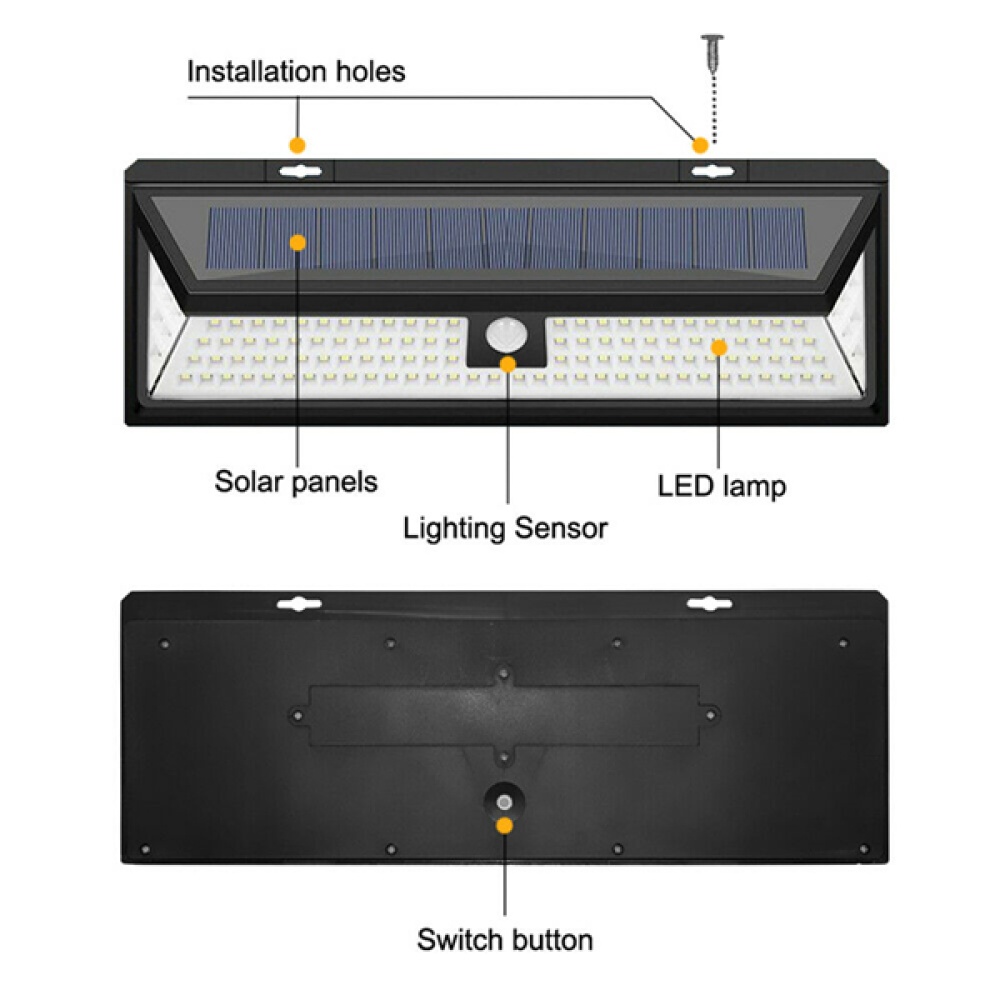 118 LED Solar Lamp Outdoor Garden Yard Waterproof PIR Motion Sensor Wall Light As shown - Image 2