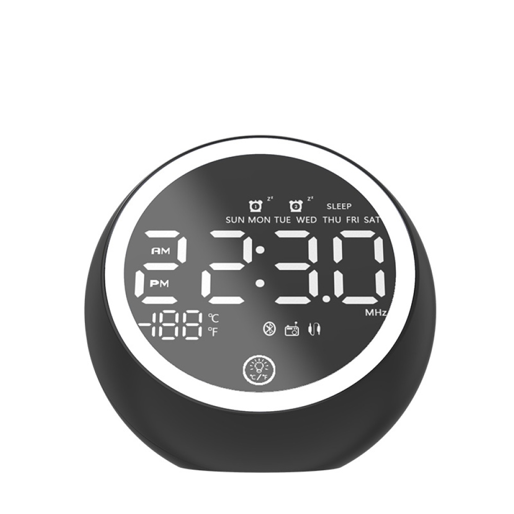 New X10 Bluetooth Clock Desktop Computer Speaker Bedside Night Light Alarm Multi-function Radio White plug-in version - British regulations - Image 2