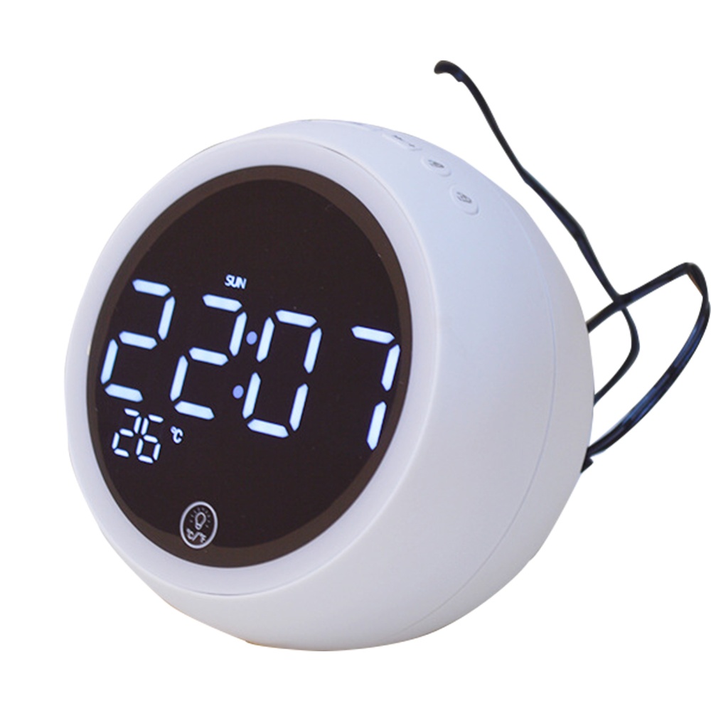 New X10 Bluetooth Clock Desktop Computer Speaker Bedside Night Light Alarm Multi-function Radio White plug-in version - European regulations - Image 3