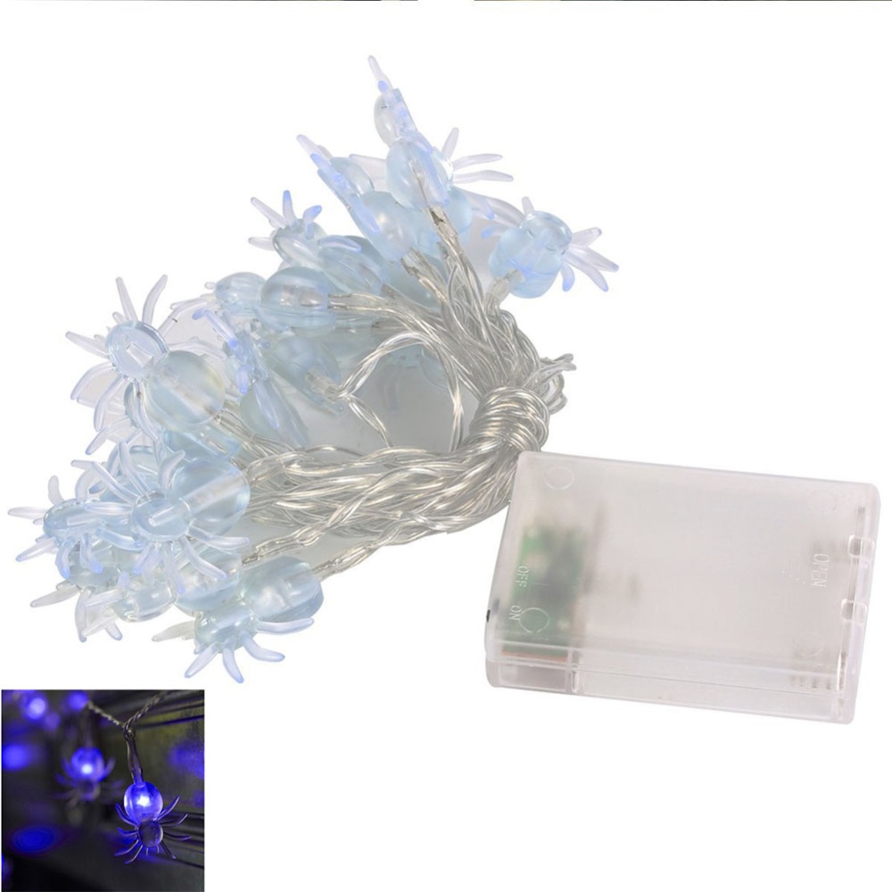 Spider Shape 2M 20LED Halloween String Lights Garden Home Party Bar Decoration Battery Box Version blue light