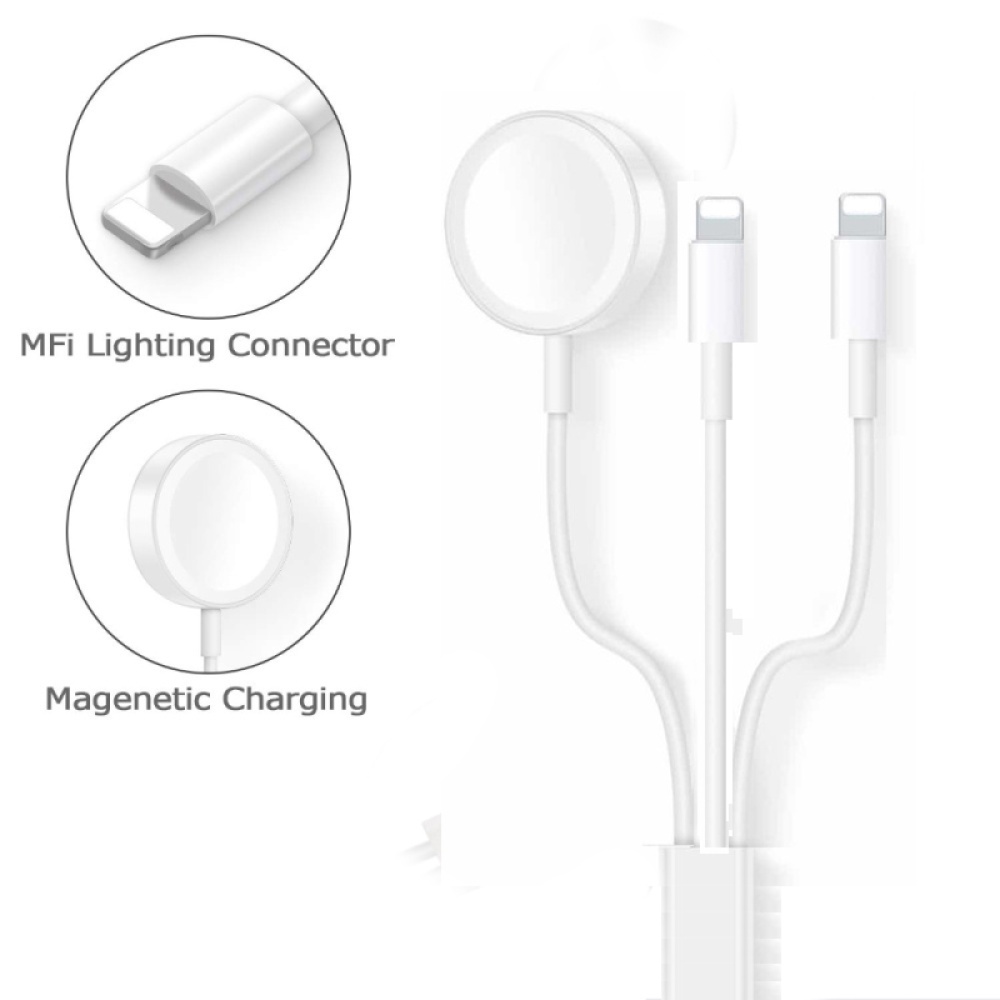 3 in 1 Wireless Charger for Apple Watch Series 2 4 USB Magnetic Charging Cable iPhone 5 6 7 8 X/plus white - Image 2