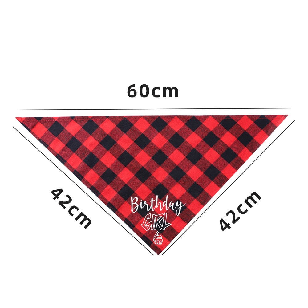 Pet Cotton Saliva Towel Cat Dog Party Birthday Bibs Scarf Supplies red_Suitable for neck circumference 20-42cm - Image 2