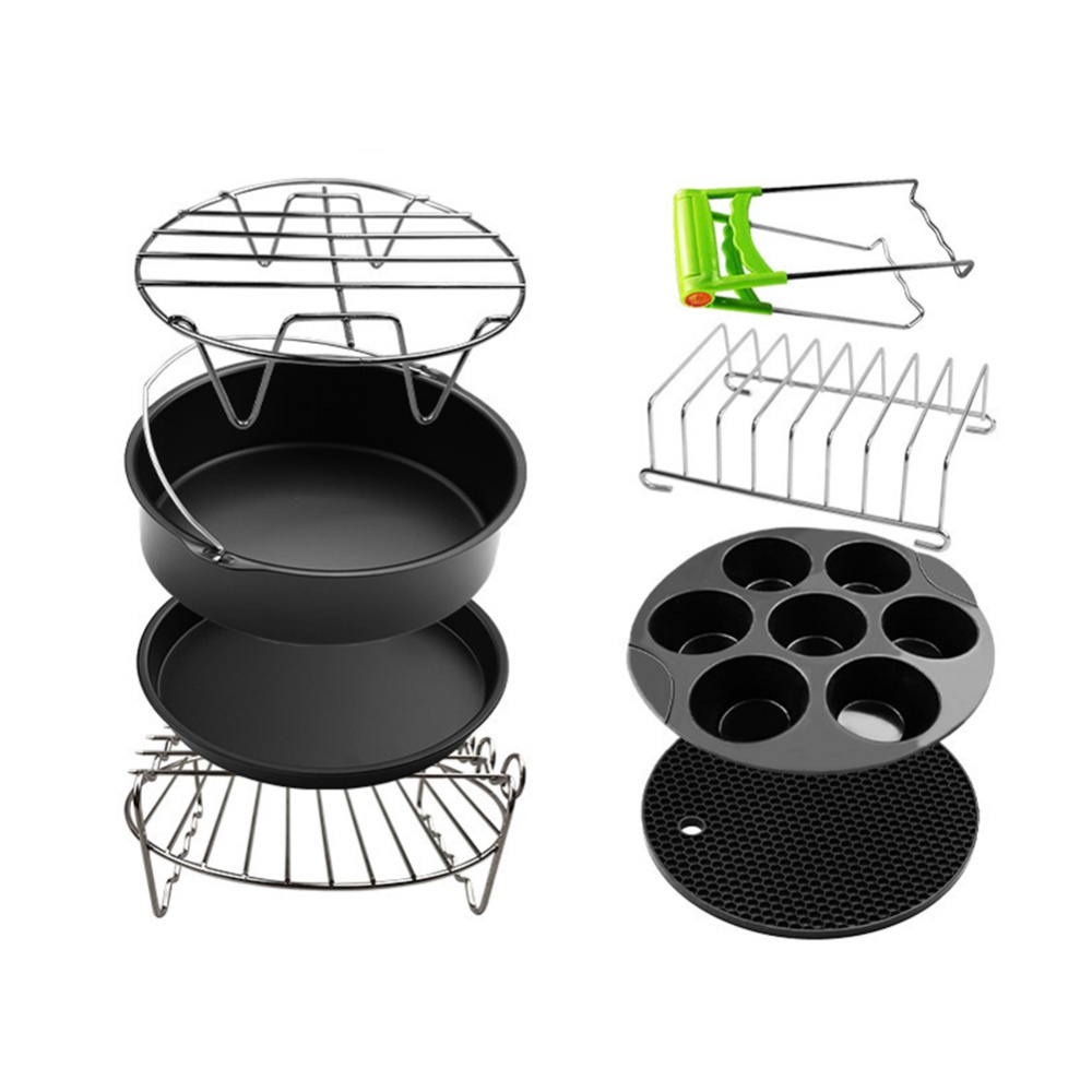 A Set of 8 High Quality Air Fryer Accessories Inch for Gowise Phillips Cozyna and Secura,Fit all Airfryer 5.2QT-5.8QT black