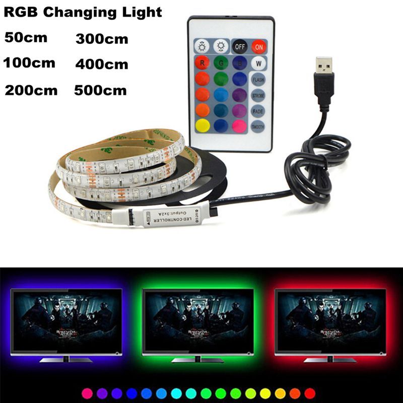 USB 5V LED Waterproof String Light Lamp Flexible RGB Changing Tape with Remote Control Ribbon 300CM - Image 2