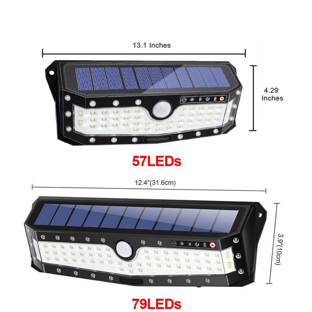 57LEDs Solar Lights Outdoor Motion Sensor USB Charge 3 Lighting Modes Wall Light White light_57LED with remote control - Image 2