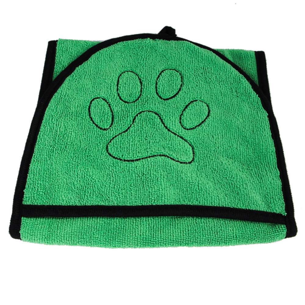 Water Absorbent Bath Towel with Pocket for Pet Dog Cat green