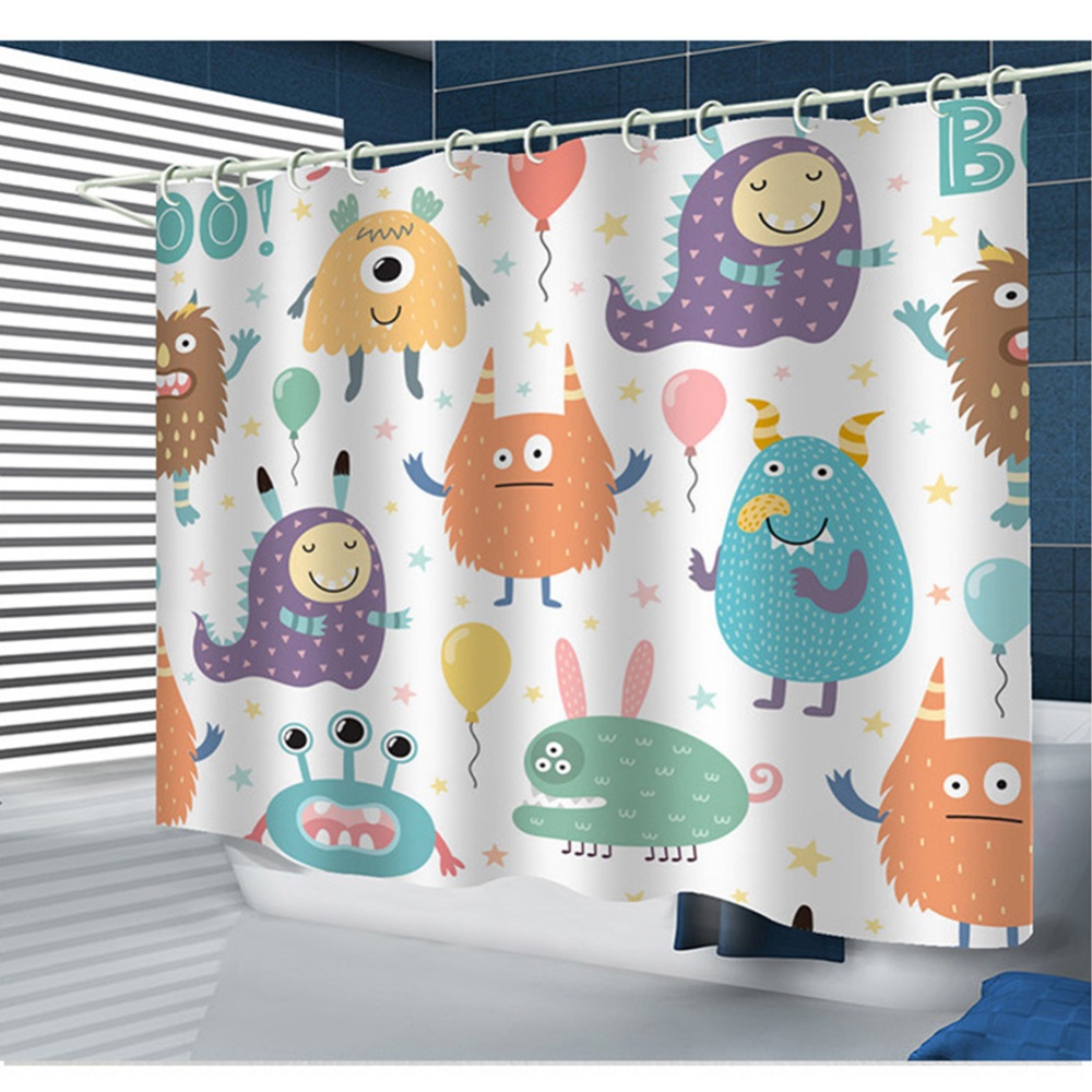 Cute Cartoon Animal Print Polyester Waterproof Shower Curtains for Bathroom Alien_180*180cm - Image 2