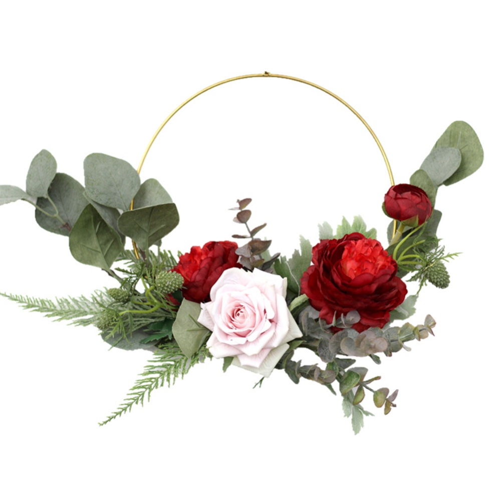 15 Inches Simulate Wreath Garland Hanging Pendant for Home Kitchen Wall Decoration red