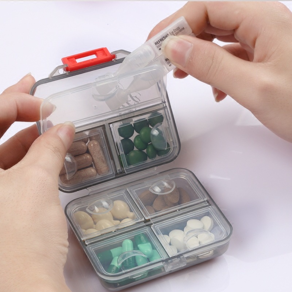 Mini Portable Pill Box Organizer Small Week First Aid Kit for Travel gray - Image 2