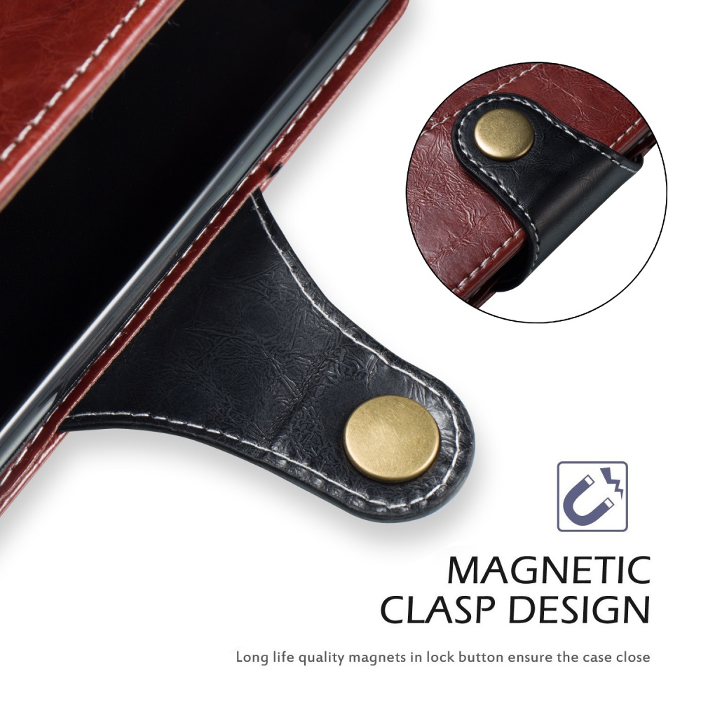 For iPhone XS MAX 6.5 inch Hit Color Stitching Leather Protective Phone Case with Button & Card Position Bracket, Dark Red Cse - Image 2