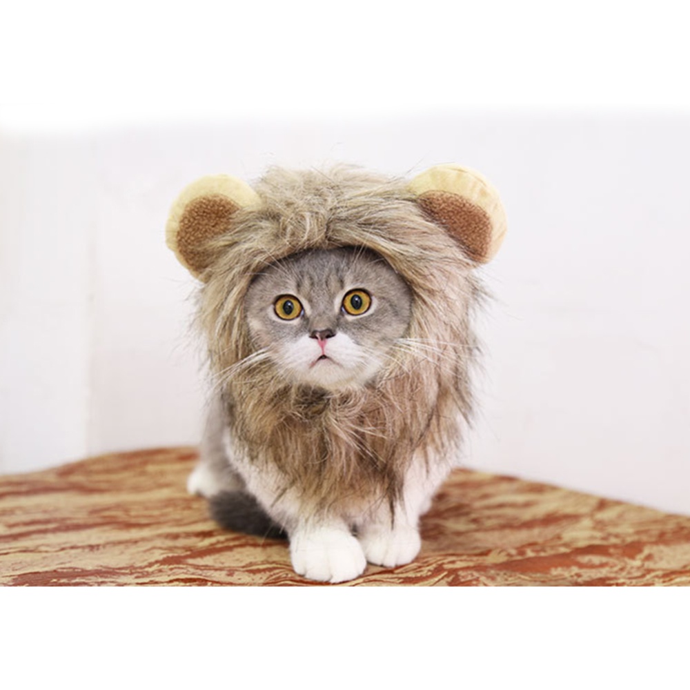 Adjustable Magic Sticker Lion Shape Cosplay Hat Wig for Pet Halloween Wear hat_L