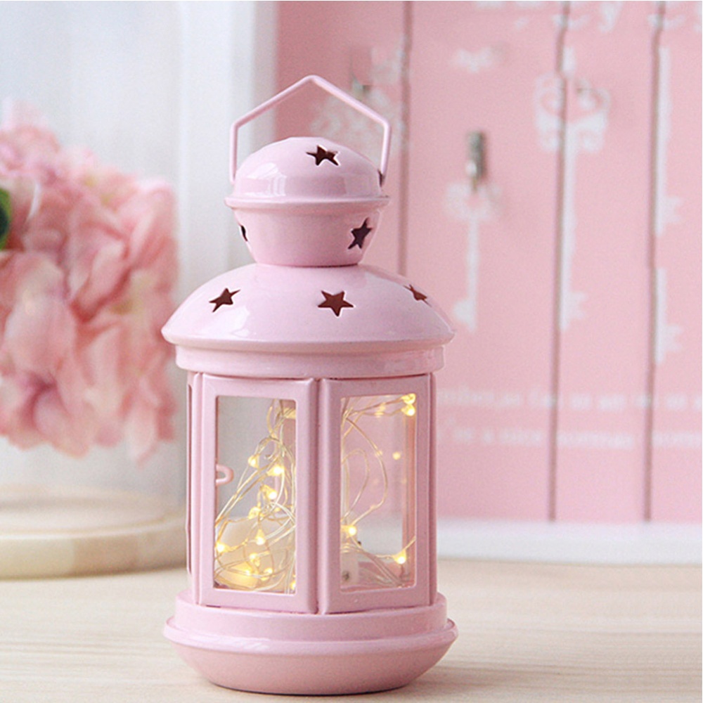 Pink Metal Kerosene Modeling Lamp Portable Light Garden Decoration Warm White - Image 2