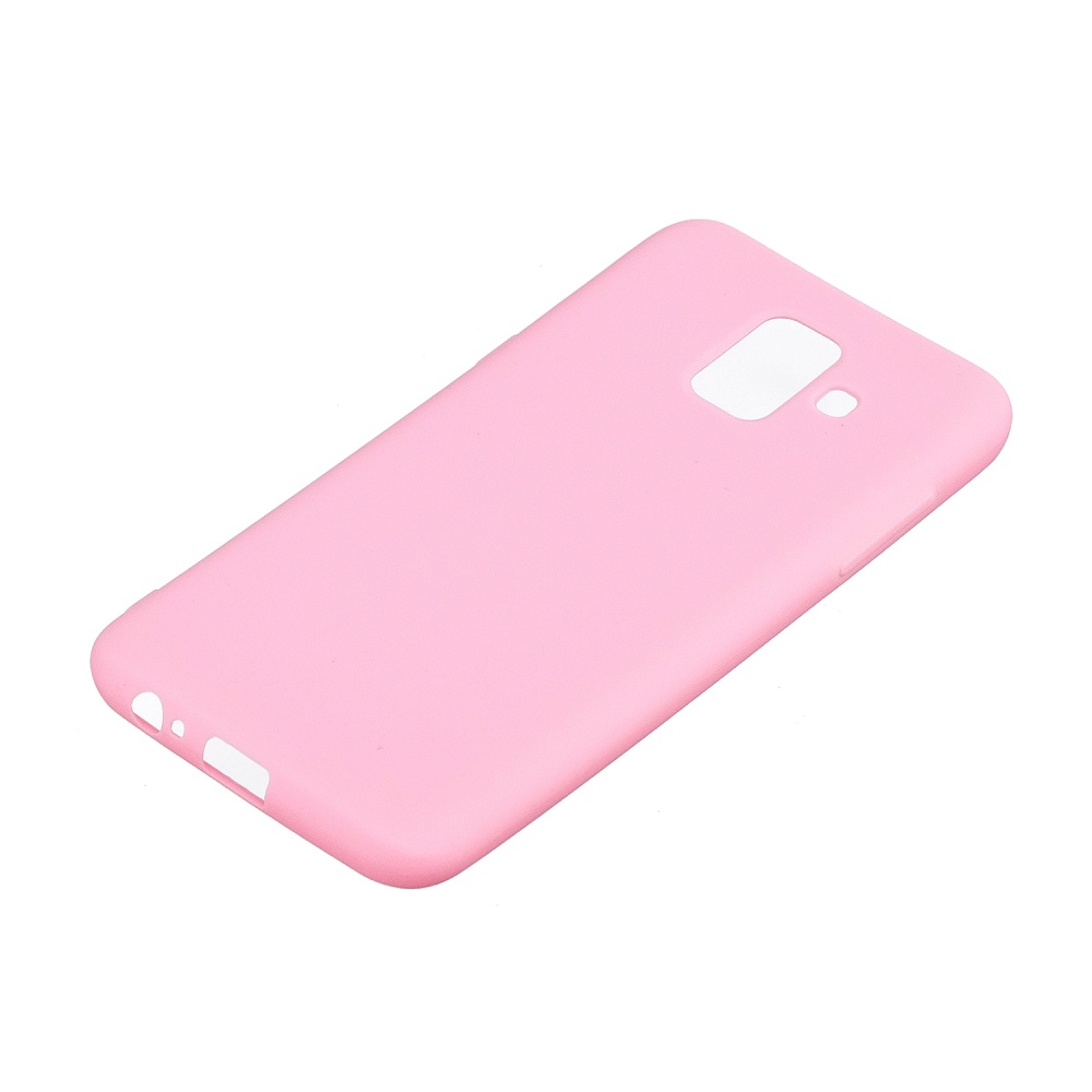 for Samsung A6 2018 Lovely Candy Color Matte TPU Anti-scratch Non-slip Protective Cover Back Case dark pink - Image 2