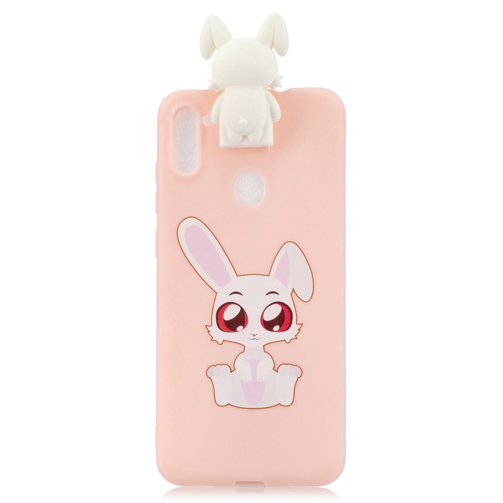 For Samsung A11 Soft TPU Back Cover Cartoon Painting Mobile Phone Case Shell with Bracket big eared rabbits - Image 2