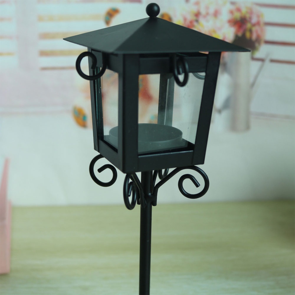 Small Street Lamp Modelling Candle Holder European Simple Creative Wedding Candlestick black