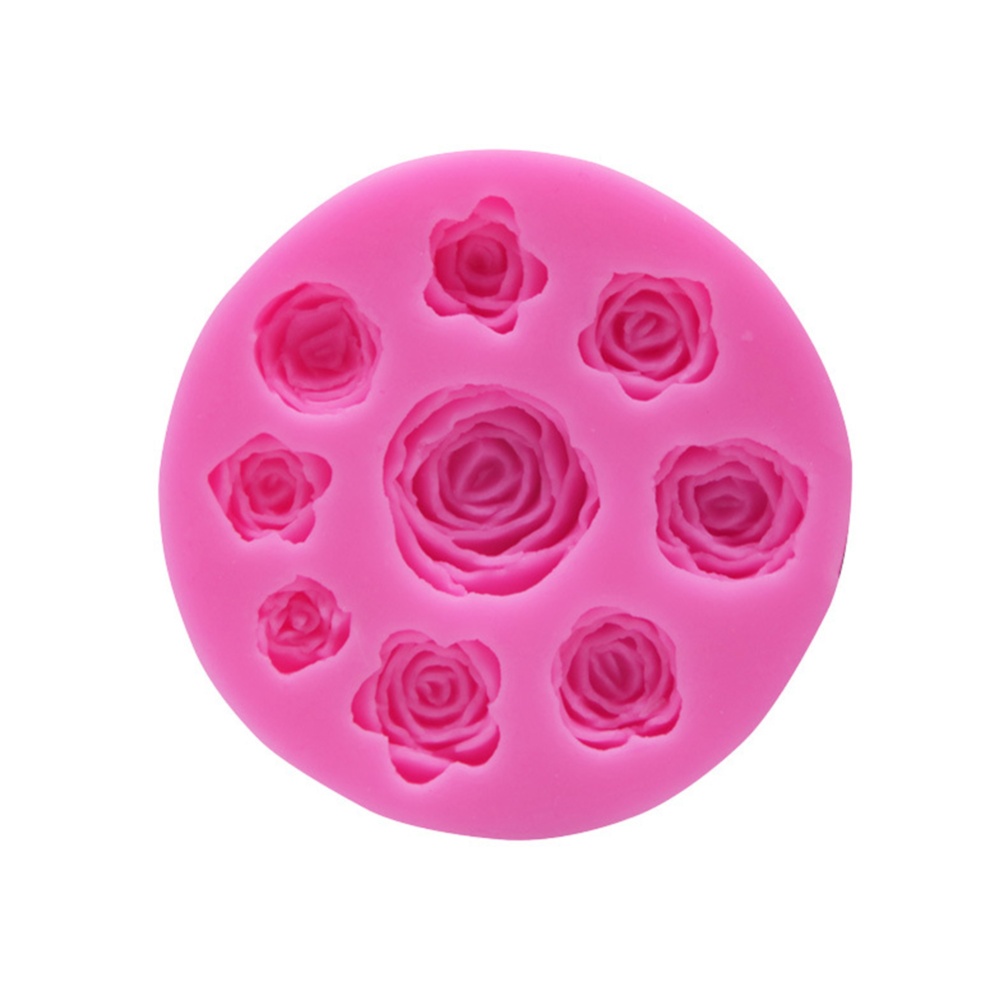 Kitchen Mold 9 Rose Flower Silicone Cake Chocolate Decoration Mould Pink