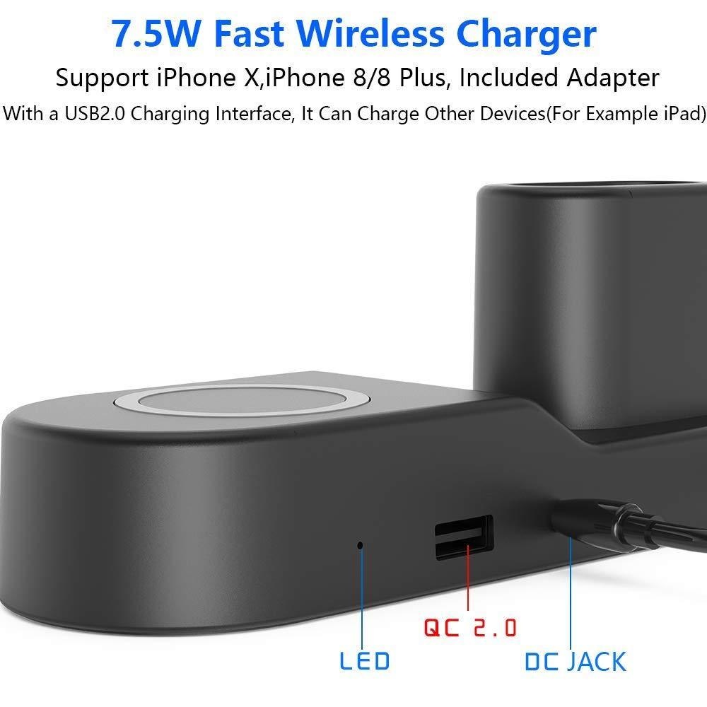 4 in 1 Qi Wireless Charger Fast Charging Dock for Apple Watch AirPods iPhone XS Max XR Samsung S9 S9+ - Image 2