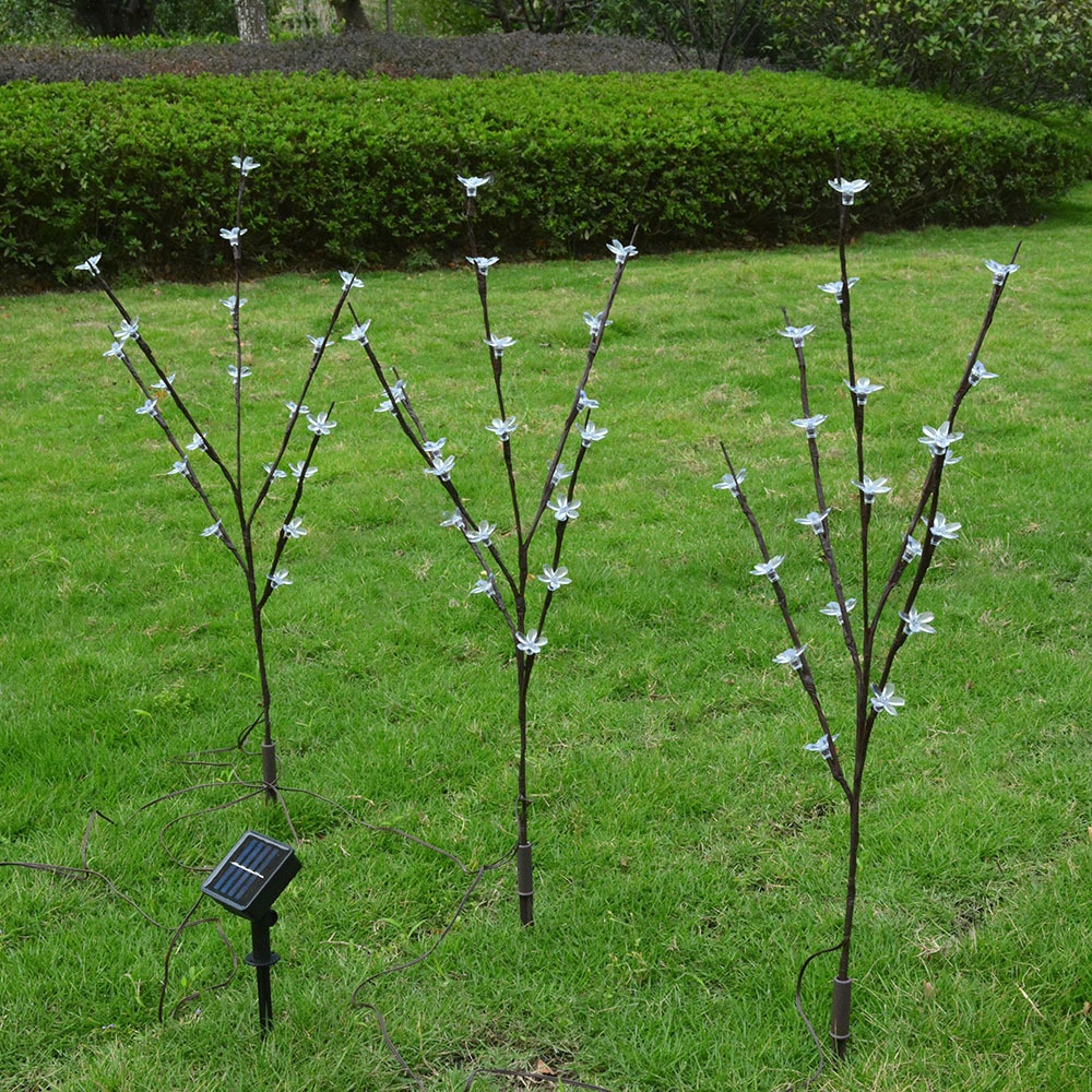 3 in 1 Solar Lamp Cherry Tree Shape LED Decoration Garden Lawn Light White light - Image 2