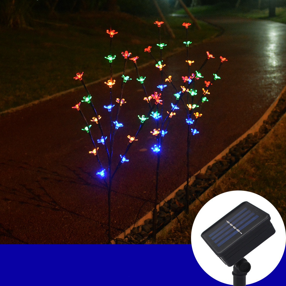 3 in 1 Solar Lamp Cherry Tree Shape LED Decoration Garden Lawn Light warm light - Image 3