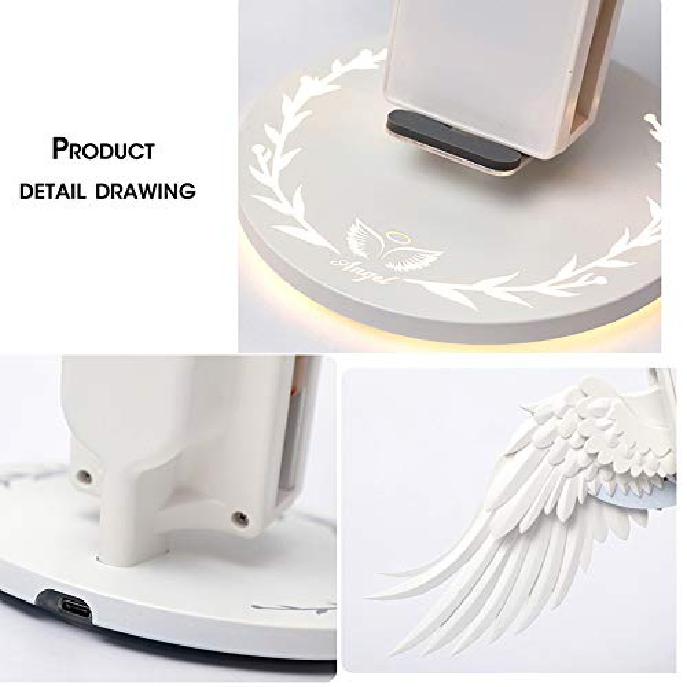 Angel Wings Qi Wireless Charge Dock 10W 3.0 Fast Charger Type C for iPhone X XR 8 Plus Smasung S9 S10 Huawei white - Image 2